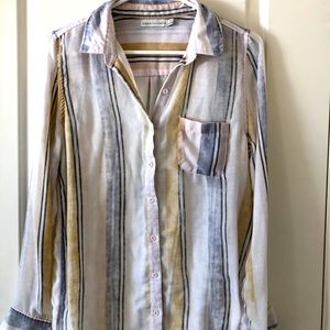 Semi-sheer Button Down Blouse